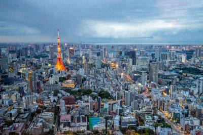 东京塔,东京,高视角,城市天际线,日本,东京中城,新桥,江东区,六本木之丘,六本木