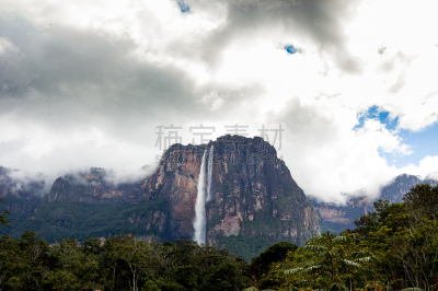 canaima,天使瀑布,委内瑞拉,公园,戏剧性的天空,多变的天空,远距离,看风景,黑色,云