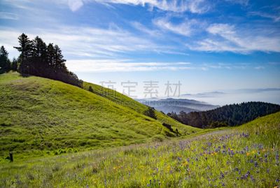 山,春天,白昼,便帽,天空,美,水平画幅,户外,草,小路