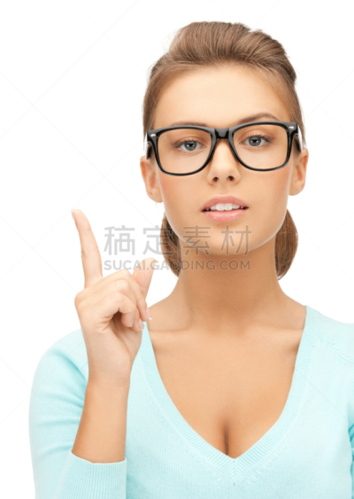 眼镜,动物手指,正下方视角,女人,垂直画幅,青少年,动物身体部位,停止标志,检查,想法