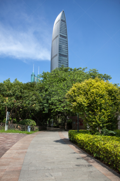 深圳,城市天际线,地王大厦,深圳京基100,白云山脉,广东省,垂直画幅,天空,留白,无人