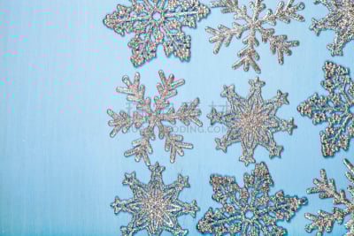 雪花,银,背景,蓝色,贺卡,留白,新的,边框,水平画幅