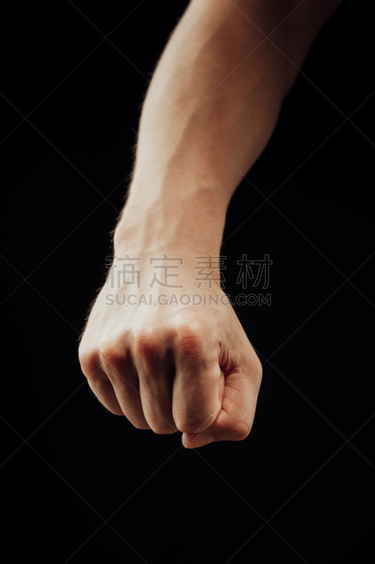 拳头,男性,黑色背景,分离着色,部分,暗色,背景分离,简单,手腕,晒黑