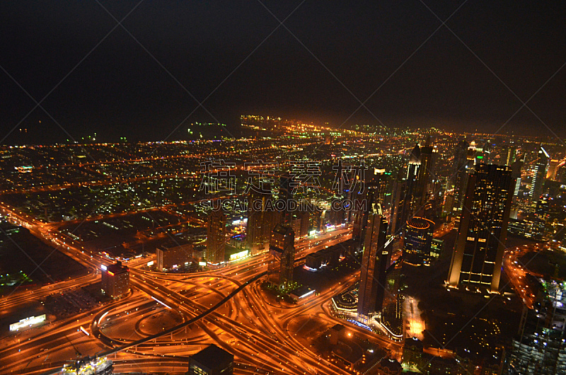 夜晚,迪拜,天空,美,水平画幅,户外,城市,顶部,非凡的,在上面