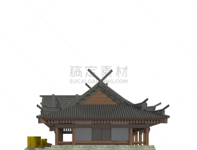 日本人,三维图形,绘画插图,房屋,分离着色,新的,白色背景,传统,国内著名景点,背景分离