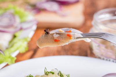 鲱鱼,切片食物,特写,上菜,桌子,素食,盐渍食品,清新,香料,食品