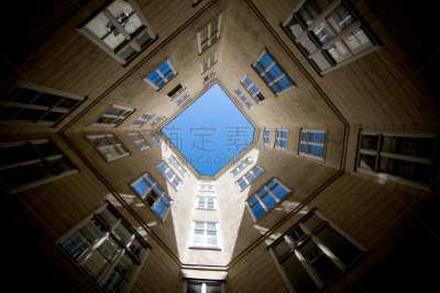 风景,热成像,窗框,正下方视角,广角,天空,美,古董,外立面,水平画幅