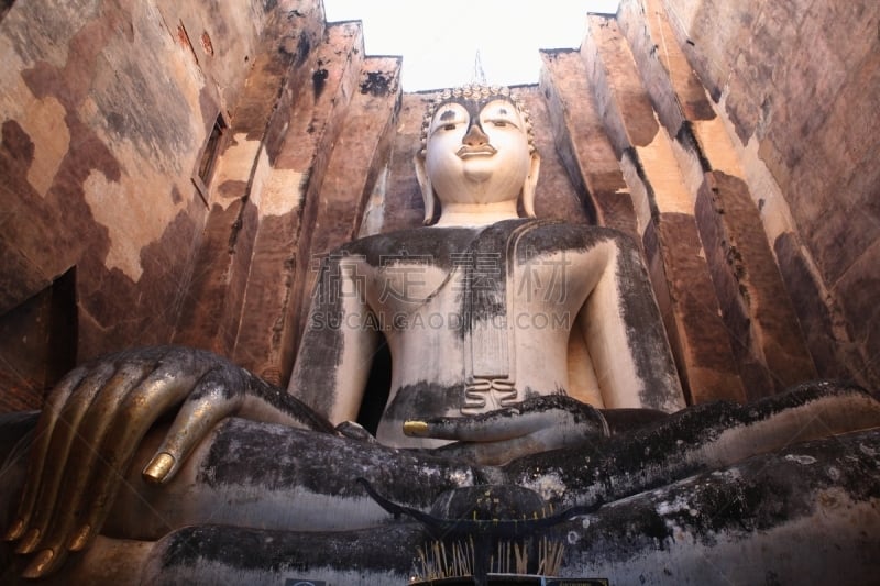 马哈泰寺,佛,寺庙,素可泰,水平画幅,建筑,无人,僧院,泰国,佛塔