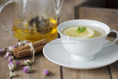 绿茶,芳香的,干的,饮料,仅一朵花,白色,柠檬,热,清新