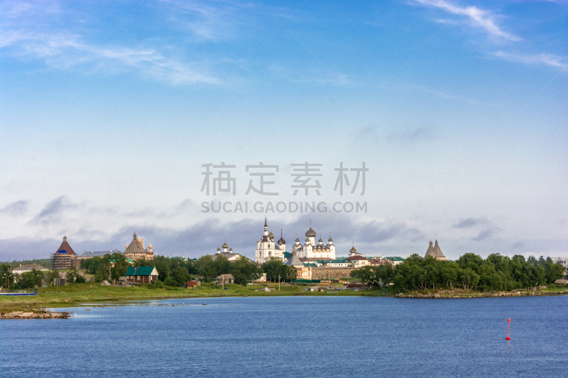 风景,修道院,索洛维茨基群岛,白海,天空,北,水平画幅,无人,户外