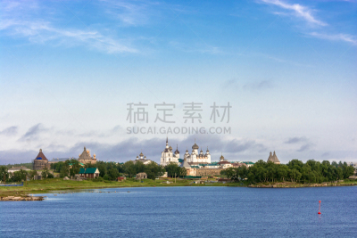 风景,修道院,索洛维茨基群岛,白海,天空,北,水平画幅,无人,户外