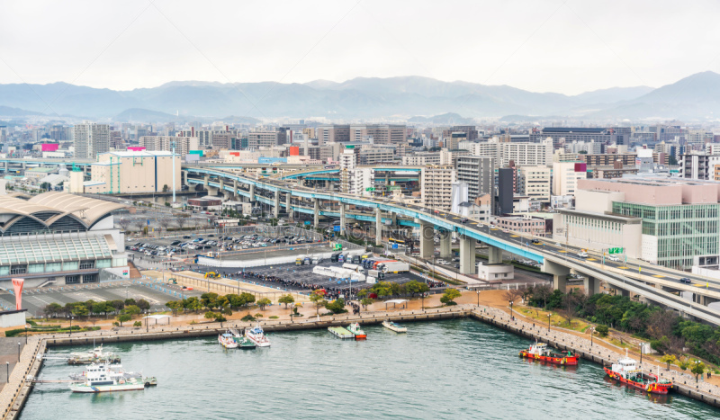 海港,都市风景,日本,城市天际线,城镇景观,云,黄昏,现代,圆顶建筑,建筑