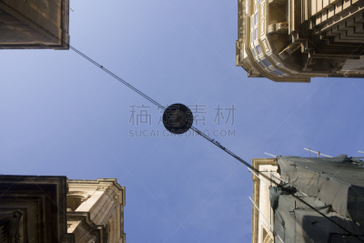 路灯,瓦莱塔,电缆,天空,灯笼,水平画幅,无人,城市生活,剪影