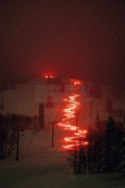 新年前夕,塔夷,滑雪缆车,垂直画幅,夜晚,雪,无人,怀俄明,户外,庆祝