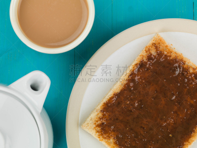 牛肉,吐司面包,草药,选择对焦,水平画幅,高视角,无人,配方,面包,彩色背景