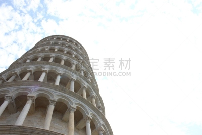 比萨斜塔,圣玛利亚阿斯塔教堂,比萨,天空,水平画幅,建筑,无人,大教堂,大理石,白色