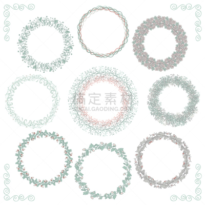 边框,角度,草图,动物手,乡村风格,多色的,叶状图案,月桂花冠,贺卡,绘画插图
