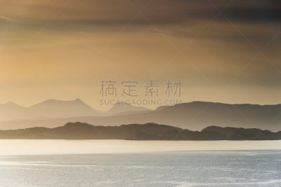 曙暮光,斯达芙妮,斯凯岛,在上面,波特里,英国,大西洋,草,海岸线,河流
