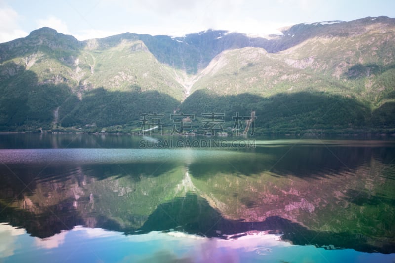 风景,峡湾,挪威,狭窄的,水,天空,美,水平画幅,云,山