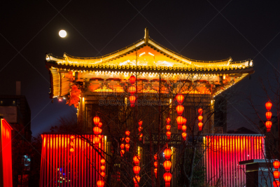 远古的,建筑,传统节日,寺庙,西安,照亮,庆祝