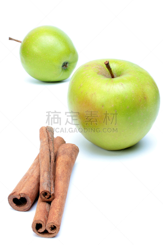 肉桂,熟的,苹果,两个物体,白色,绿色,咕噜菜,垂直画幅,褐色,无人