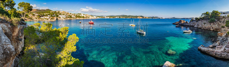 风景,地中海,岛,西班牙,海岸线,马略卡,海湾,水,天空,休闲活动