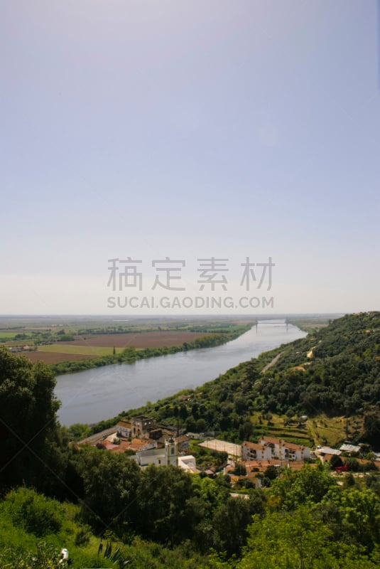 塔霍河,山谷,垂直画幅,水,天空,无人,户外,葡萄牙,都市风景,田地