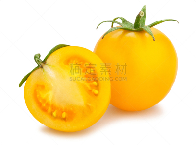 樱桃番茄,黄色,蔬菜,横截面,两个物体,清新,背景分离,食品,熟的,樱桃