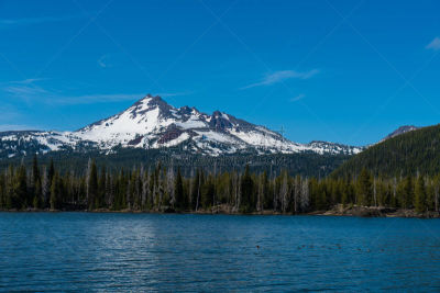 湖,山,风景,宁静,自然,天空,留白,南姐妹峰,美国,水平画幅
