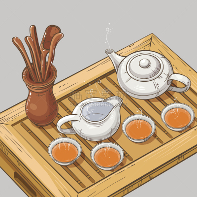 绘画插图,茶道,中国茶,下午茶,饮料,茶,热,杯,茶杯,设备用品