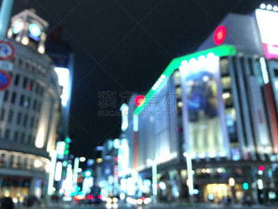 照明设备,城市,银座,水平画幅,夜晚,无人,散焦,东京,日本,在移动设备上拍摄