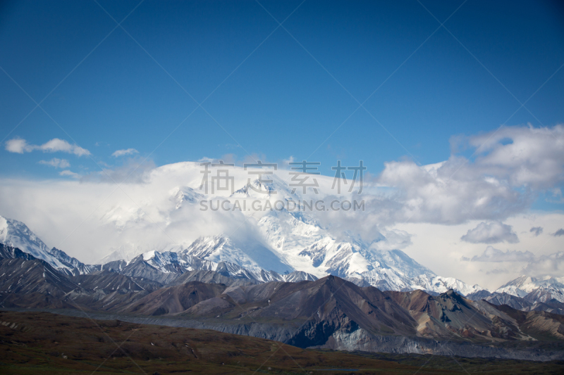 麦金利峰,山,美,风,水平画幅,云,雪,无人,户外,自然公园