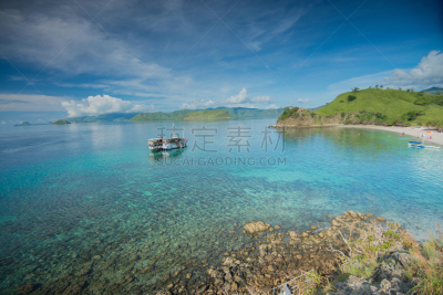 海滩,库莫度,印度尼西亚,纳闽,粉色,风景,水,天空,美,群岛