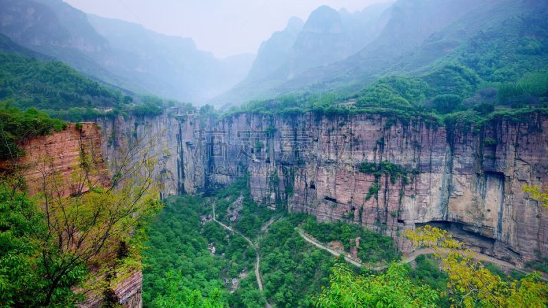 太行山,南,河南省,拼块地形,天空,沟壑,水平画幅,无人,尖峰,户外