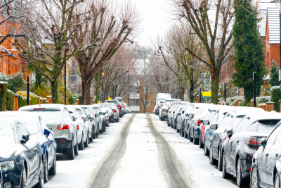 雪,汉姆普斯特德区,街道,伦敦,居住区,西,梯田,暴风雨,市区路,英格兰