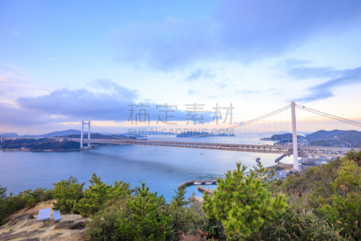仓敷,城市,日本,冈山县,瀨户高速公路桥,濑户市,图像,海洋,公路,著名景点