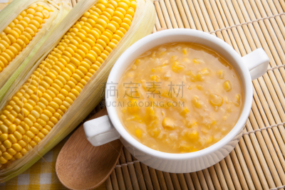玉米浓汤,汤杯,融合菜,长寿饮食,自然,水平画幅,素食,无人,膳食,纯净