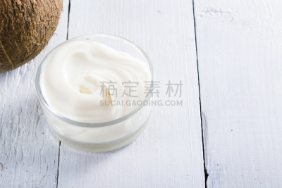 椰子,奶油,留白,水平画幅,无人,spa美容,乡村风格,化妆用品,明亮,润肤露