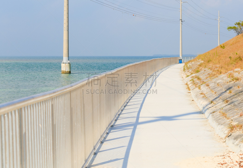 佛罗里达群岛,步行道路,跨海公路,墨西哥湾,基韦斯特,栏杆,主干路,木板路,水,水平画幅