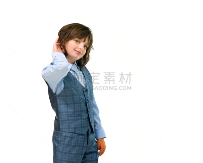 白色背景,影棚拍摄,模型,中景,分离着色,模仿成人,留白,茄克,水平画幅,人