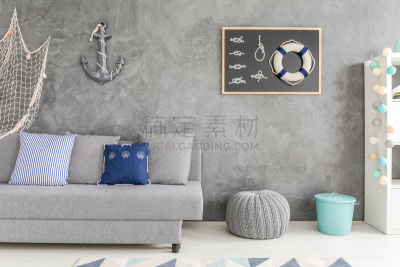 墙,平坦的,鱼网,锚,新的,仓库,水平画幅,地毯,家具