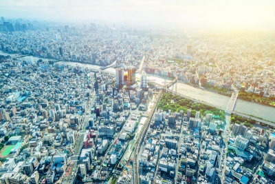 江东区,城市,日本,城市天际线,航拍视角,城镇景观,云,黄昏,城市扩张,东京天空树