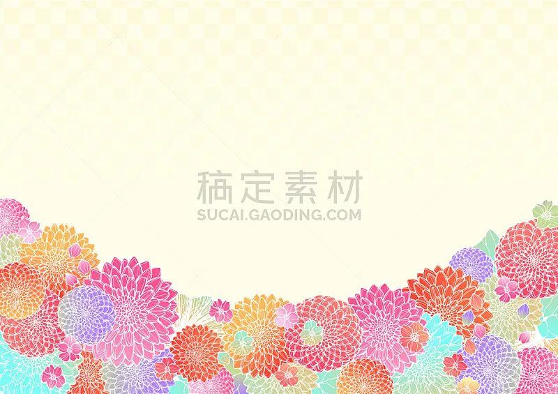和风和柄日本风手书きの花柄背景素材フレーム年贺状素材图片素材下载 稿定素材