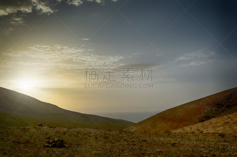 黎明,山,天空,兰萨罗特岛,泥土,早晨,干的,极端地形,黑云压城,红岩石