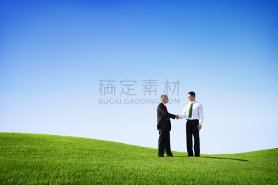 男商人,两个人,田地,平衡折角灯,开领,负责任的企业,兼并和收购,天空,套装,商务关系