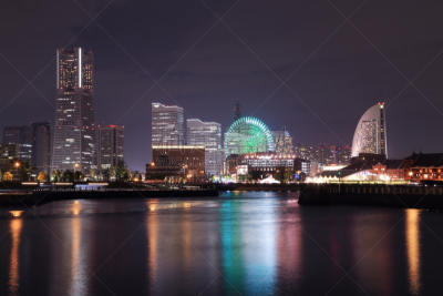 横滨,都市风景,城市,滨海湾 ,室内过夜,横滨高速铁路,港区,摩天轮,水,公园