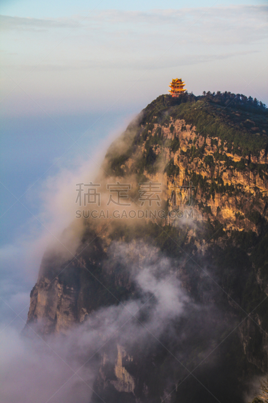 中国,峨眉山,自然,垂直画幅,曙暮光,风景,图像,自然美,无人,夏天