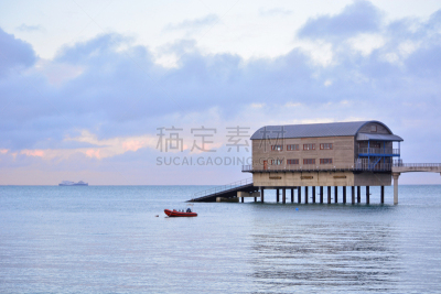 黄昏,救生艇,车站,太阳,小屋,云景,木隔板,曙暮光,云,海滩小屋