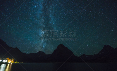 星星,美国,冰河,蒙大拿州,夜晚,桨叉架船,大群动物,斯威夫特卡伦特湖,居住区,阿根廷冰川国家公园