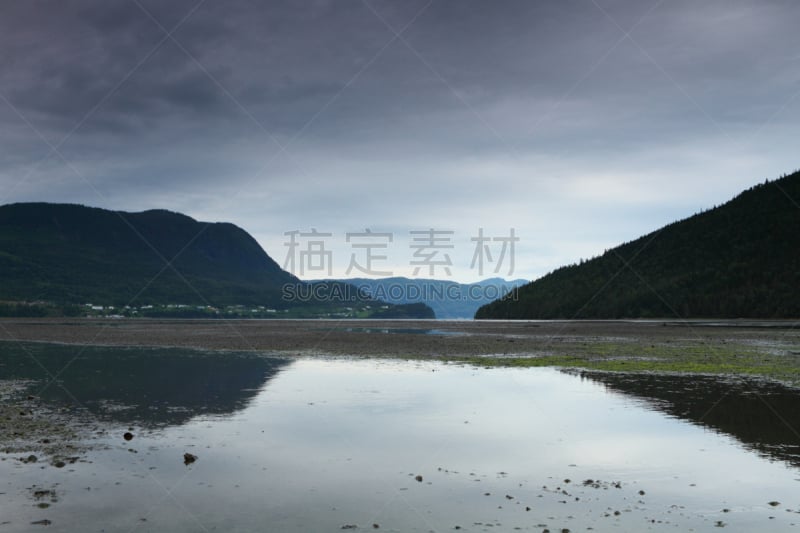 自然美,风景,纽芬兰岛,纽芬兰省,渔镇,水湾,水,天空,水平画幅,山